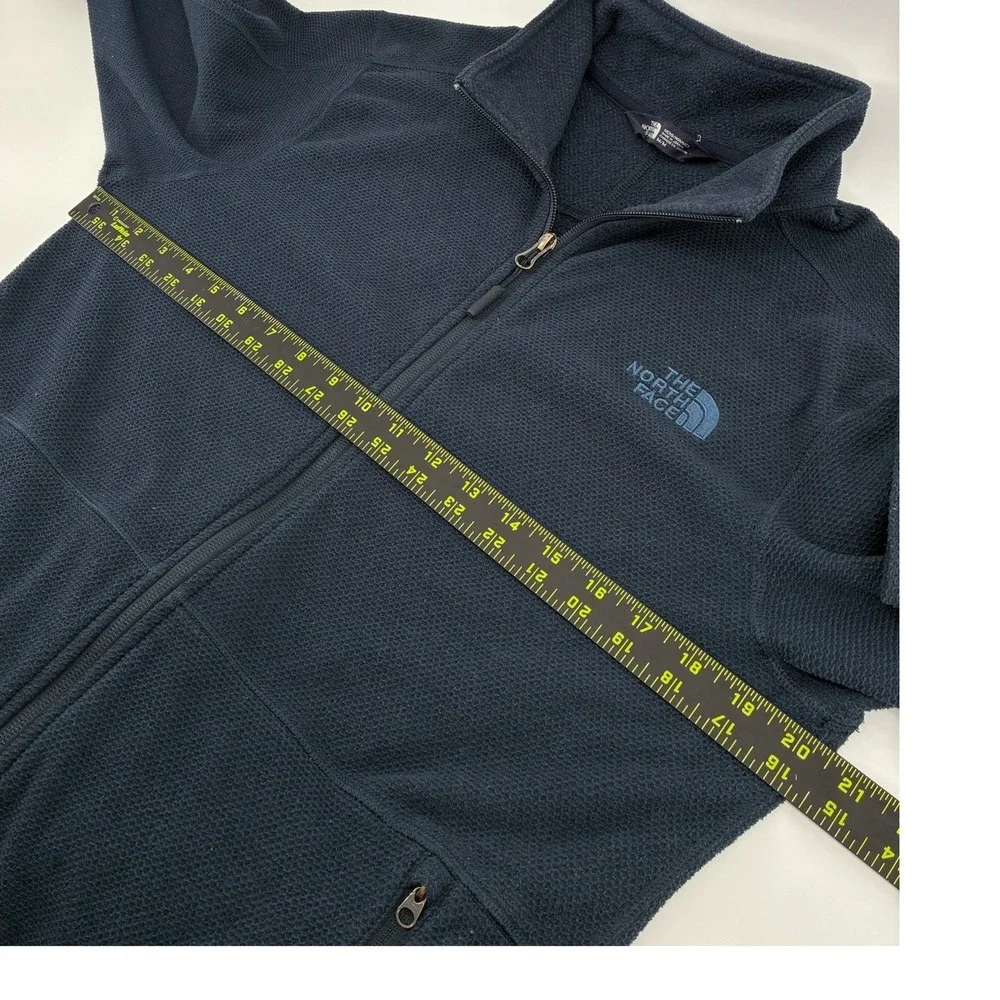 The North Face Mens Full Zip Textured Fleece Jacket Navy Blue Medium M